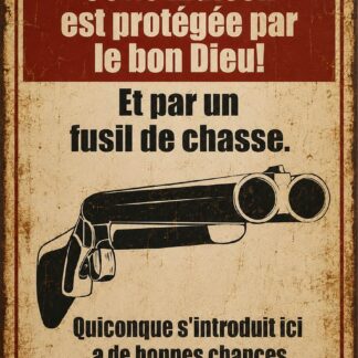 Plaque métal humour maison protégée – déco murale vintage – Plaques Humour