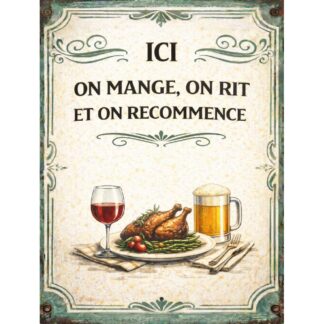 Plaque cuisine ici on rit rétro – déco murale cœur de la maison