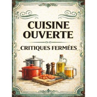 Plaque cuisine ouverte rétro – déco murale cœur de la maison