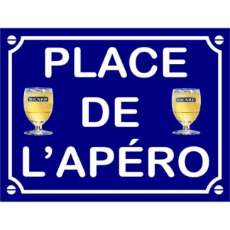 Plaque de rue décorative en aluminium humour Place de l'apéro
