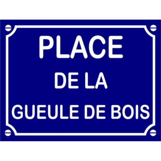Plaque de rue décorative en aluminium humour Place de la Gueule de bois