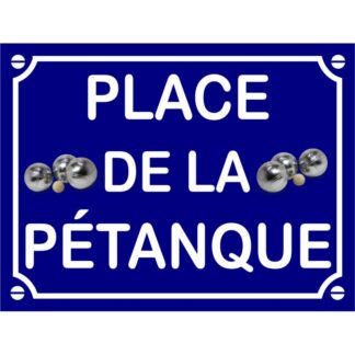Plaque de rue décorative en aluminium humour Place de la pétanque
