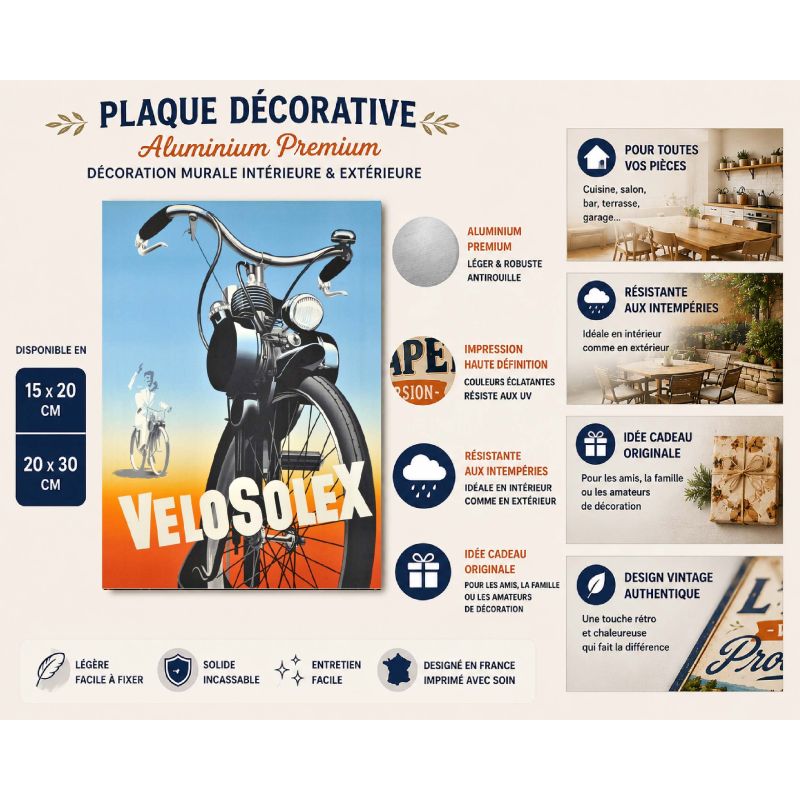 Plaque déco en aluminium Retro Vintage Velosolex – Image 2