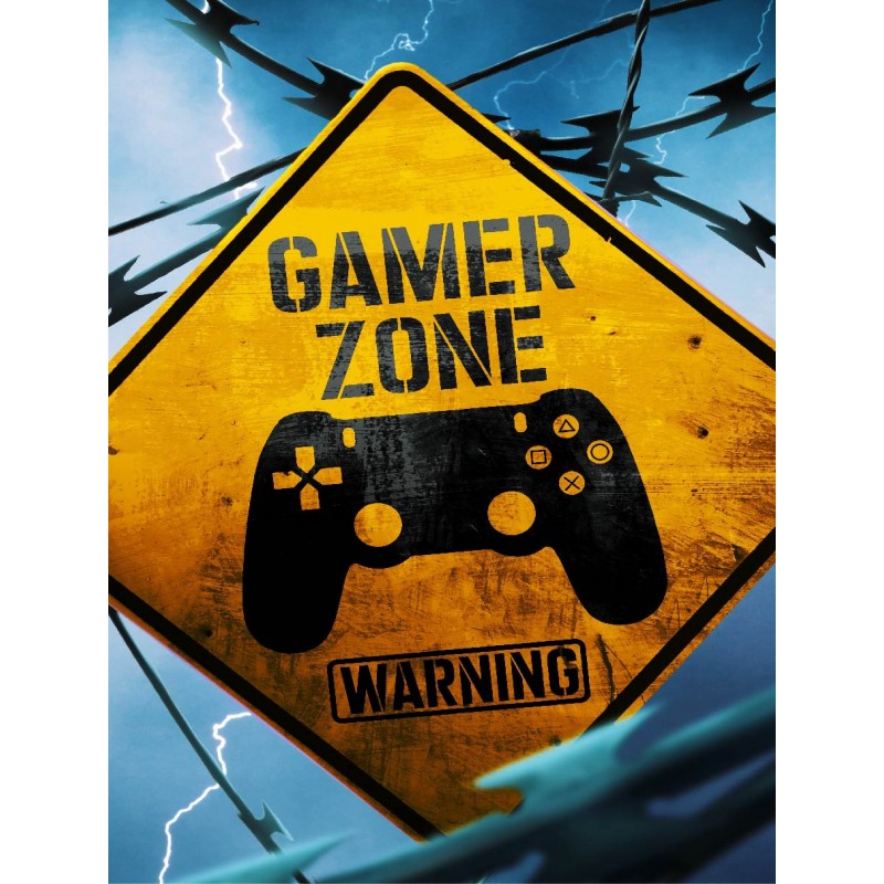 Plaque déco Gamer Zone pour Gamer Gaming en aluminium