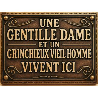 Plaque déco Gentille dame Vieux grincheux en aluminium humour rigolo fun rétro vintage