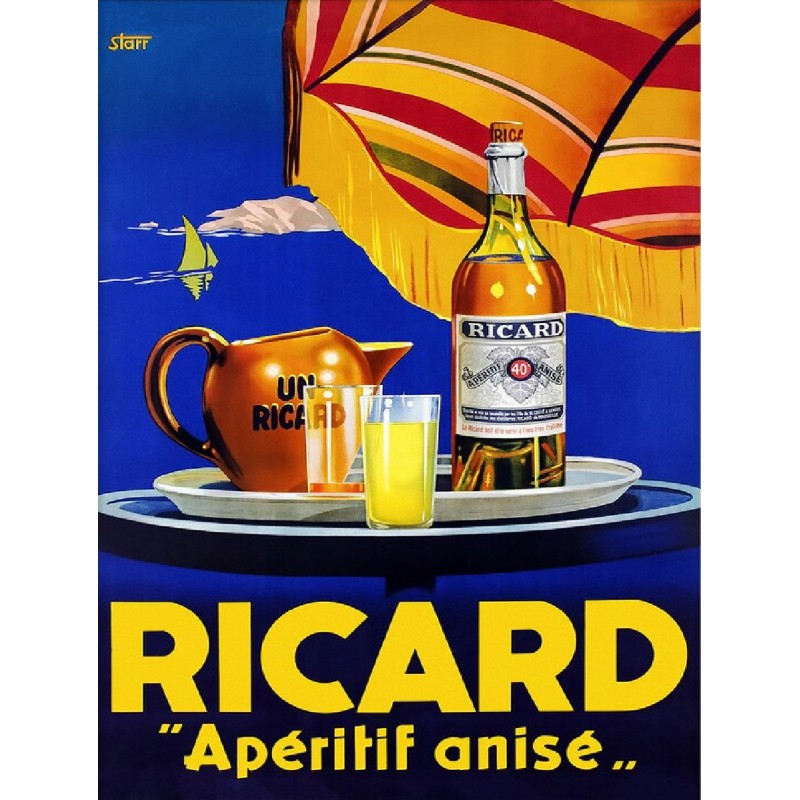 Plaque déco Pastis Ricard apéritif anisé en aluminium vintage rétro