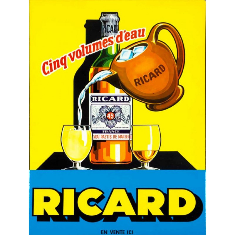 Plaque déco Pastis Ricard en aluminium vintage rétro