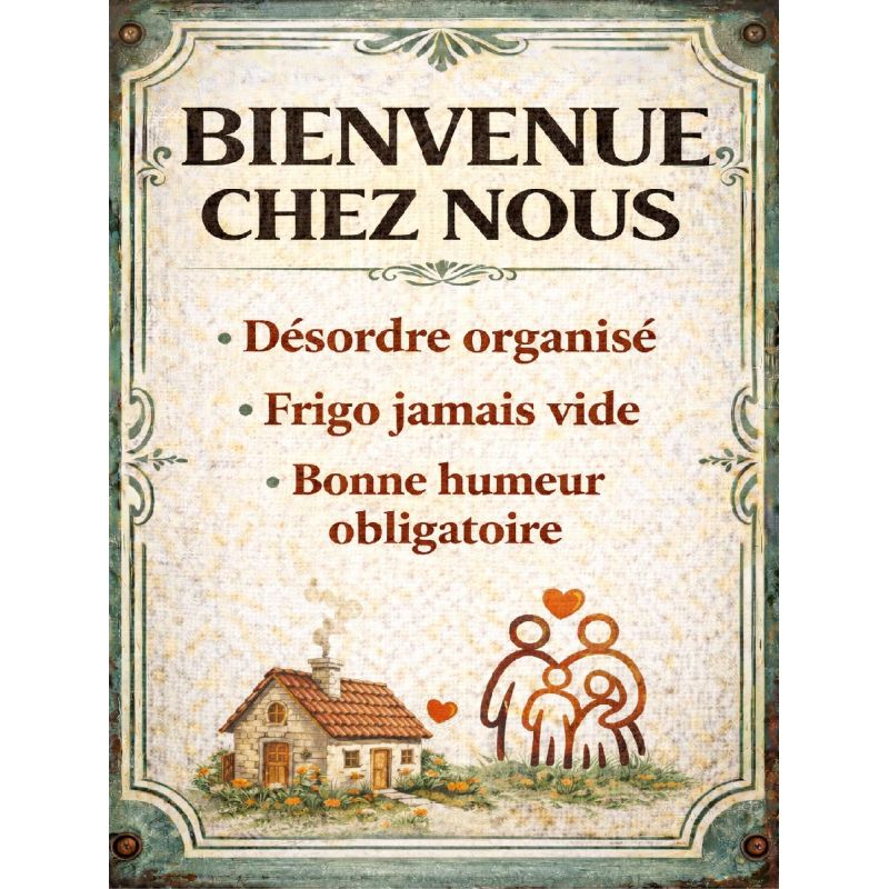 Plaque déco rétro Bienvenue – déco murale vintage