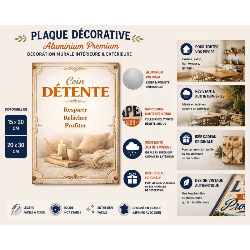 Plaque déco rétro Coin détente – déco murale vintage – Image 2