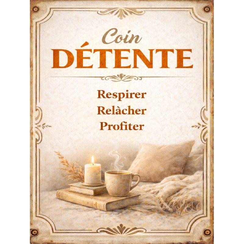 Plaque déco rétro Coin détente – déco murale vintage