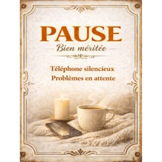 Plaque déco rétro pause bien méritée – déco murale vintage