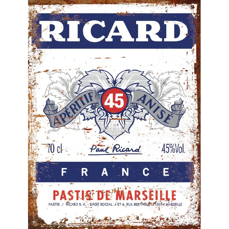 Plaque déco Ricard en aluminium humour rigolo fun rétro vintage