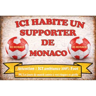 Plaque déco supporter Monaco – Ici habite un supporter de Monaco