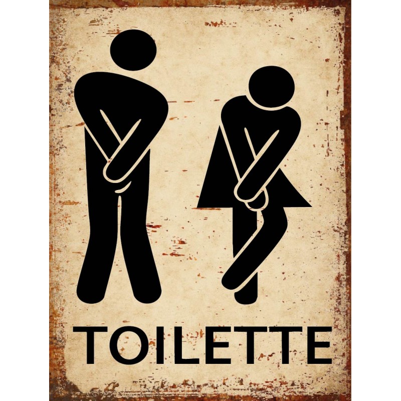 Plaque déco Toilette en aluminium humour rigolo fun rétro vintage