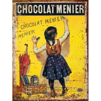 Plaque déco vintage Chocolat Menier en aluminium effet rétro