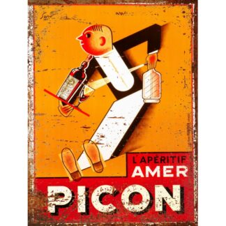 Plaque déco vintage Picon Apéritif en aluminium effet rétro