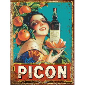 Plaque déco vintage Picon en aluminium effet rétro