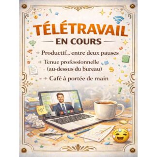 Plaque Décorative Humoristique “Télétravail en cours” – Plaque Vintage – Décoration Murale Bureau
