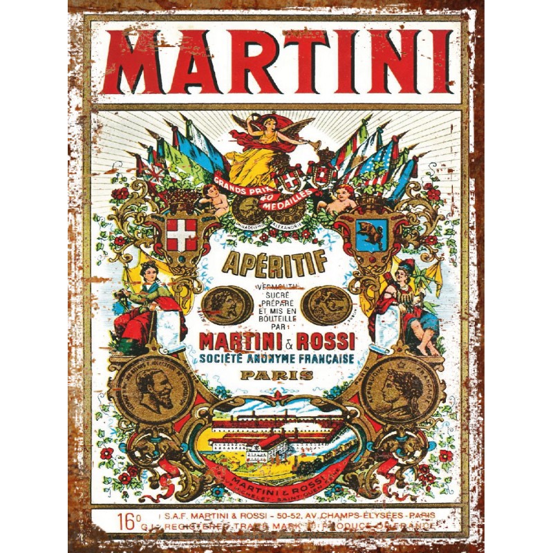Plaque en aluminium Vintage Martini & Rossi – Plaque Affiche Publicitaire Rétro
