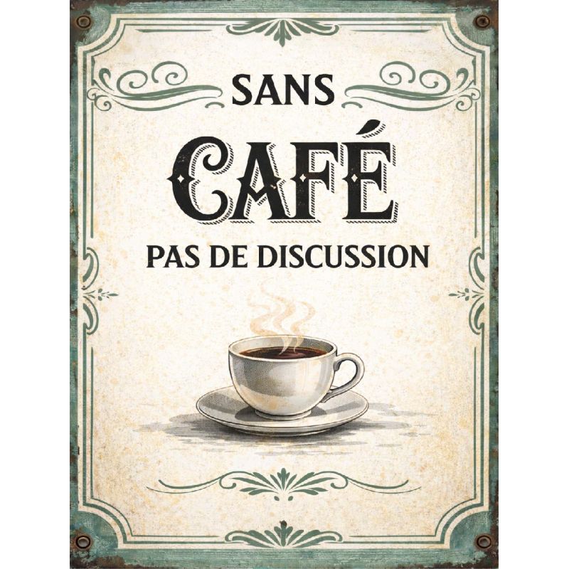 Plaque humour café rétro – déco murale cuisine