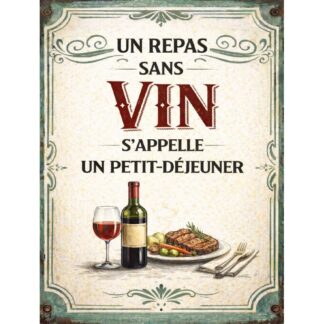 Plaque humour une repas sans vin rétro – déco murale cave bar