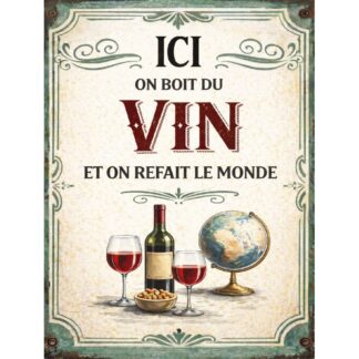 Plaque humour vin rétro – déco murale cave bar