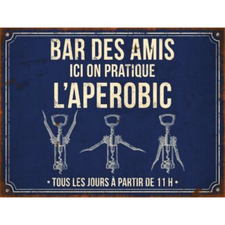 Plaque Ici on pratique l'apérobic en aluminium humour rigolo fun