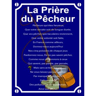 Plaque La prière du Pêcheur en aluminium humour rigolo fun
