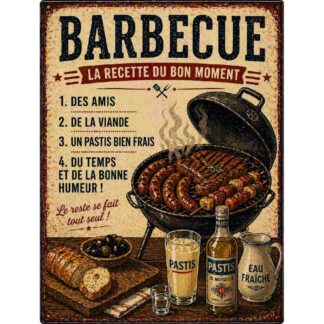 Plaque métal barbecue « La recette du bon moment »