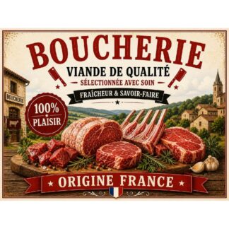 Plaque Métal Boucherie Viande de Qualité – Déco Cuisine Barbecue Vintage