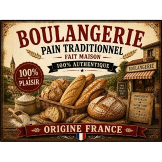 Plaque Métal Boulangerie Pain Traditionnel – Déco Cuisine Pain Vintage