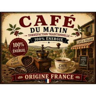 Plaque Métal Café du Matin – Déco Cuisine Bar Bistrot Café Vintage