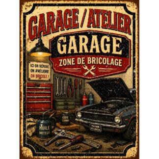 Plaque métal garage atelier « Garage zone de bricolage »