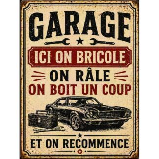 Plaque Métal Garage Bricoleur – Déco Atelier Humour Bricolage – Style Vintage Rétro