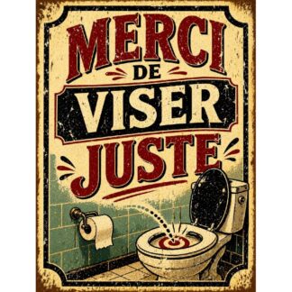 Plaque métal humour WC « Merci de viser juste »