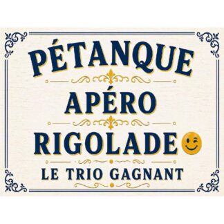 Plaque métal pétanque « Pétanque Apéro Rigolade »