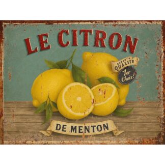 Plaque Métal Vintage Citron de Menton – Déco Murale Cuisine, Bar ou Restaurant –