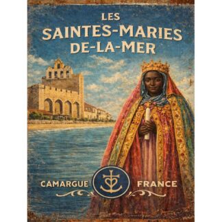 Plaque Métal Vintage Eglise Sainte Sara – Saintes Marie de la mer