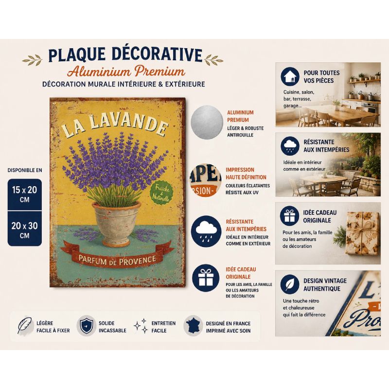Plaque Métal Vintage Lavande – Déco Murale Maison ou Jardin – Parfum de Provence – – Image 2