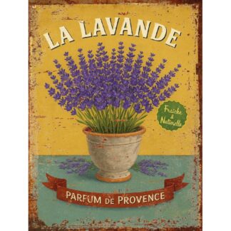 Plaque Métal Vintage Lavande – Déco Murale Maison ou Jardin – Parfum de Provence –