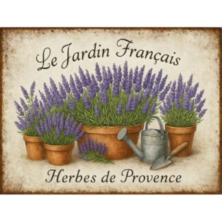 Plaque Métal Vintage Le Jardin Français – Herbes de Provence – Décoration Murale Cuisine ou Jardin
