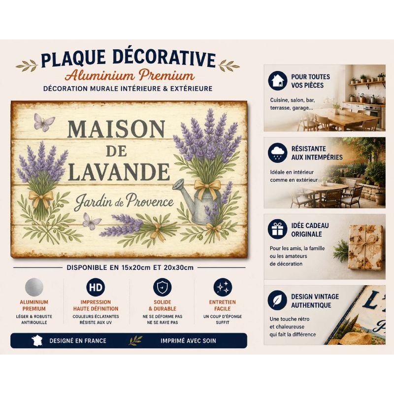 Plaque Métal Vintage Maison de Lavande – Jardin de Provence – Décoration Murale Champêtre – Image 2