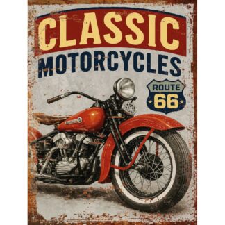 Plaque Métal Vintage Moto Classique – Route 66 – Déco Garage ou Bar