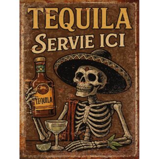 Plaque Murale Tequila Servie Ici – Décoration Bar, Cuisine ou Salon – Style Vintage Mexicain Rétro –