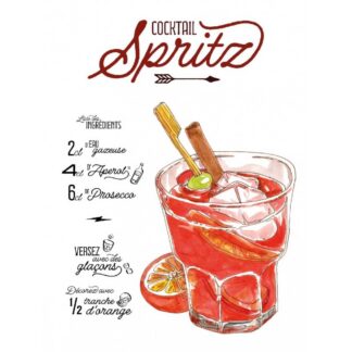 Plaque Recette Cocktail Spritz en aluminium - Plaque décorative